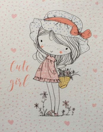 0,5m Bio Jersey Panel Frühlingsmädchen – Mädchen Herzen Luftballons Blumen – rosa pink koralle blau – Eigenproduktion – GOTS