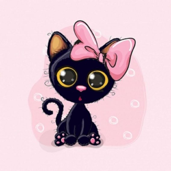 1 French Terry Sweat Stoff Panel mit schwarzer Katze mit Masche auf rosa – 40x50cm – Mädchen Sommersweat Kinderstoff – Digital – Ökotex