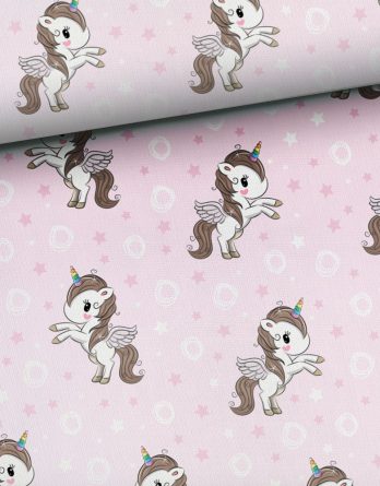 0,5m French Terry Sweat Stoff mit süßem Einhorn mit Flügel, Herzen, Sterne und Kringel auf rosa – Mädchen Sommersweat Kinderstoff mit Tiere – Digital – Ökotex 0,5m French Terry Sweat Stoff mit süßem Einhorn mit Flügel, Herzen, Sterne und Kringel auf rosa – Mädchen Sommersweat Kinderstoff mit Tiere – Digital – Ökotex