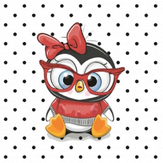 1 French Terry Sweat Stoff Panel mit Eule mit Brille und Punkte – 40x50cm – Mädchen Sommersweat Kinderstoff – Digital – Ökotex