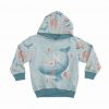 0,5m French Terry Sweat Stoff mit Meerestiere auf mint / hellblau – Schildkröte, Seesterne, Qualle, Wale und kleine Fische mit Blumen – Mädchen Sommersweat Kinderstoff – Digital – Ökotex – Meeresfreunde