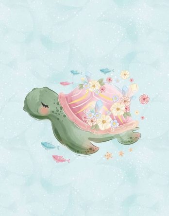 1 French Terry Sweat Stoff Panel mit süßer Schildkröte mit Blumen und Fische auf mint / hellblau – 40x50cm – Mädchen Sommersweat Kinderstoff – Digital – Ökotex – Meeresfreunde 1 French Terry Sweat Stoff Panel mit süßer Schildkröte mit Blumen und Fische auf mint / hellblau – 40x50cm – Mädchen Sommersweat Kinderstoff – Digital – Ökotex – Meeresfreunde