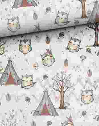 oYa6MJYzLRq44nC4BggU 348x445 - 1 French Terry Sweat Stoff Panel mit Waldtiere - Eule als Indianer - small, 32x40cm - Tiere Sommersweat Kinderstoff für Mädchen und Jungen - Digital - Ökotex - Waldfreunde