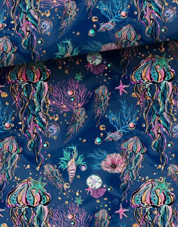 0,5m French Terry mit Tiere, wie Seesterne, Quallen, Schnecken, usw. – Unterwasserwelt – Digital – Ökotex 0,5m French Terry mit Tiere, wie Seesterne, Quallen, Schnecken, usw. – Unterwasserwelt – Digital – Ökotex