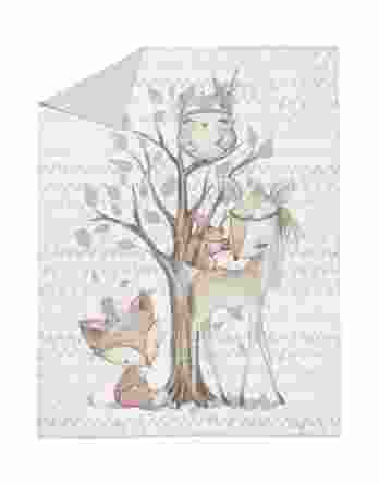 1 Baumwollstoff Tuchent / Bettdecke Panel – 150x100cm – Waldfreunde Serie / Bettwäsche Set – Tiere wie Reh, Fuchs, Eule und Eichhörnchen – Digital – Ökotex