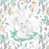 1 French Terry Sweat Stoff Panel mit Mama & Baby Hase auf creme / weiß – Mädchen Sommersweat Kinderstoff mit Tiere im Wald – Digital – Ökotex – Frühlingsliebe