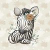 1 Sommersweat / French Terry Panel mit niedlichem Zebra Mädchen mit Blumen – Steppenliebe – Digital – Ökotex
