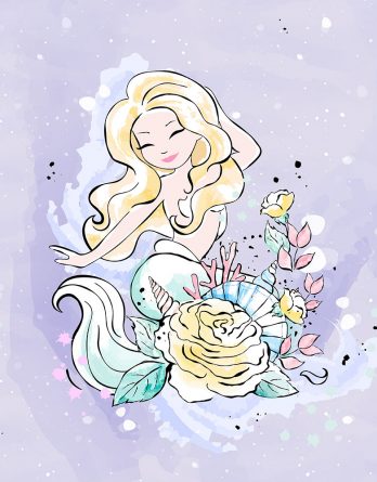 1 French Terry Sweat Stoff Panel mit süßer Nixe und Blumen auf flieder / lila – ca. 40x50cm – Mädchen Sommersweat Kinderstoff – Digital – Ökotex – Leander 1 French Terry Sweat Stoff Panel mit süßer Nixe und Blumen auf flieder / lila – ca. 40x50cm – Mädchen Sommersweat Kinderstoff – Digital – Ökotex – Leander