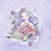 1 French Terry Sweat Stoff Panel mit hübscher Prinzessin mit Blumen auf flieder / lila – ca. 40x50cm – Mädchen Sommersweat Kinderstoff – Digital – Ökotex – Sommer Leander