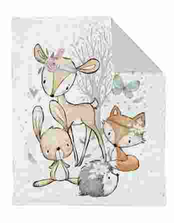 XL panel forest adventures 348x445 - 1 French Terry Sweat Stoff Panel mit Waldtiere - Fuchs Rehe Eule Eichhörnchen - medium / 40x50cm - Tiere Sommersweat Kinderstoff für Mädchen und Jungen - Digital - Ökotex - Waldfreunde