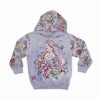 1 French Terry Sweat Stoff Panel mit hübschem Mädchen mit Blumen auf flieder / lila – ca. 40x50cm – Mädchen Sommersweat Kinderstoff – Digital – Ökotex – Leander