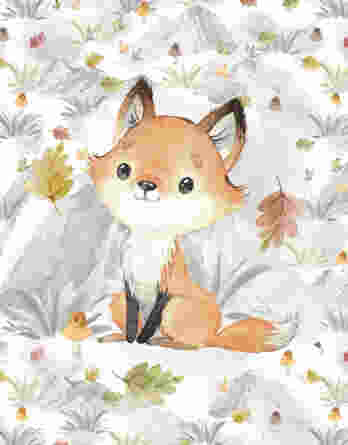 FT panel mountains fall fox 348x445 - 1 French Terry Panel mit süßem Dachs - 40x50cm - Herbstliebe