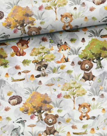0,5m French Terry mit Füchse, Bären, Biber, Dachse, Eichhörnchen und Igel – Herbstliebe 0,5m French Terry mit Füchse, Bären, Biber, Dachse, Eichhörnchen und Igel – Herbstliebe