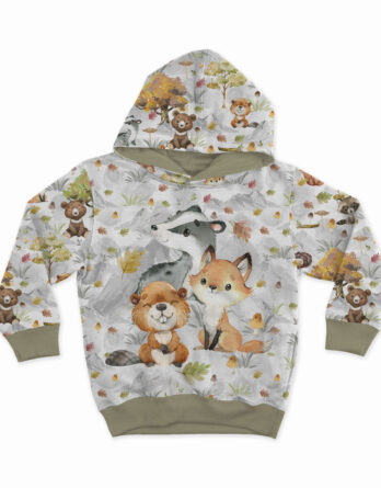 0,5m French Terry mit Füchse, Bären, Biber, Dachse, Eichhörnchen und Igel – Herbstliebe