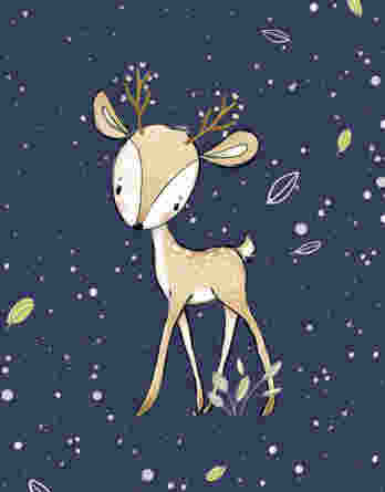 FT panel forest adventures deer uni navy 348x445 - 0,5m French Terry Sweat Stoff mit süße Tiere auf beige - Rehe, Füchse, Hasen, Igel, Eichhörnchen, Waschbären - Mädchen Kinderstoff mit Waldtiere - Digital - Ökotex - Waldfreunde Girls