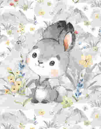 mcolors ft panel mountains spring bunny  348x445 - 1 French Terry Panel mit Reh, Biber, Wolf und Hasen Baby - 40x50cm - Miniliebe