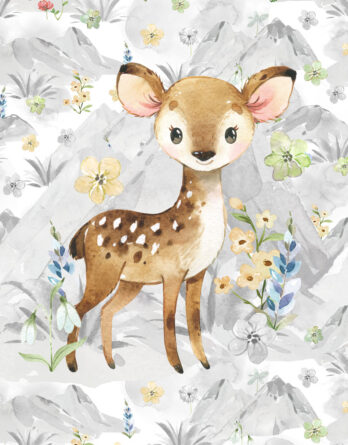 1 French Terry Sweat Stoff Panel mit Waldtiere - Reh, Biber, Wolf und Hase - 40x50cm - Mädchen Sommersweat Kinderstoff mit Tiere im Wald - Digital - Ökotex - Miniliebe mcolors ft panel mountains spring deer 348x445 - 1 French Terry Sweat Stoff Panel mit Waldtiere - Reh, Biber, Wolf und Hase - 40x50cm - Mädchen Sommersweat Kinderstoff mit Tiere im Wald - Digital - Ökotex - Miniliebe