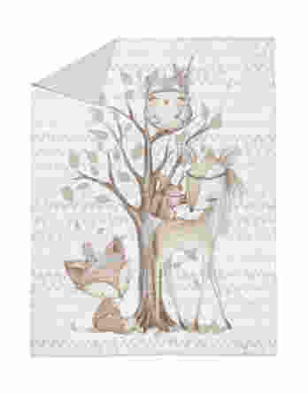 xl forest friends 348x445 - 1 Sommersweat / French Terry Panel - medium / 40x50cm - Waldfreunde - Eule mit Indianerfeder - beige rosa blau brau - Einzelmotiv - Ökotex