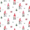 0,5m Baumwollstoff für Weihnachten mit lustige Gnome auf weiß – mit Geschenke, Christbäume, Weihnachtssterne, usw. – Digital – Ökotex