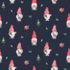 0,5m Baumwollstoff für Weihnachten mit lustige Gnome auf navy / dunkelblau – mit Geschenke, Christbäume, Weihnachtssterne, usw. – Digital – Ökotex