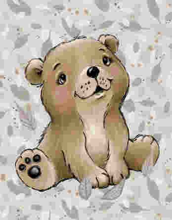 1 French Terry Sweat Stoff Panel mit Waldtiere – süßer Baby Bär – 40x50cm – Mädchen und Jungen Sommersweat Kinderstoff mit Tiere – Digital – Ökotex – Babyliebe