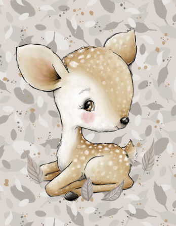 0,5m Premium Baumwollstoff mit Waldtiere wie Reh, Bär, Hase, Igel, Fuchs und Waschbär auf Blätter - Babyliebe mit Tiere im Wald - Digital - Ökotex FT panel dzieciaki lasu sarenka 348x445 - 0,5m Premium Baumwollstoff mit Waldtiere wie Reh, Bär, Hase, Igel, Fuchs und Waschbär auf Blätter - Babyliebe mit Tiere im Wald - Digital - Ökotex