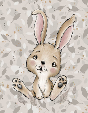 0,5m Premium Baumwollstoff mit Waldtiere wie Reh, Bär, Hase, Igel, Fuchs und Waschbär auf Blätter - Babyliebe mit Tiere im Wald - Digital - Ökotex FT panel dzieciaki lasu zajaczek 348x445 - 0,5m Premium Baumwollstoff mit Waldtiere wie Reh, Bär, Hase, Igel, Fuchs und Waschbär auf Blätter - Babyliebe mit Tiere im Wald - Digital - Ökotex