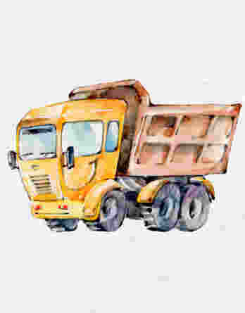 1 French Terry Panel mit Lastkraftwagen – LKW auf grau / sand – 40x50cm – Baggerliebe – Digital – Ökotex