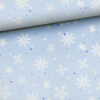 0,5m Kinder French Terry Sweat Stoff mit Schneeflocken, Sterne und Punkte auf blau – Schneeliebe – Digital – Ökotex