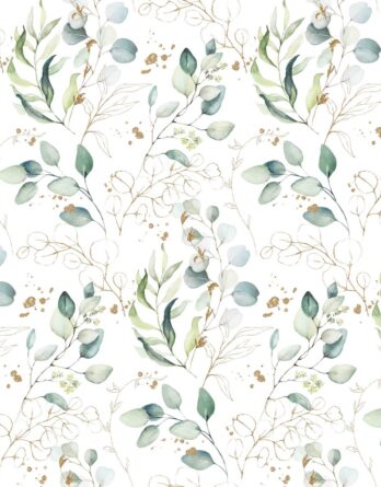 0,5m Baumwollstoff mit Eukalyptus Blätter – mint, grün, petrol, grau, weiß und gold – Stoff für Mädchen und Damen – Digital Weihnachtsstoffe – Ökotex