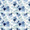 0,5m Premium Baumwollstoff mit Blumen – dezente Hornveilchen in blau – mit mint petrol weiß grau – Mädchen und Frauen Blumenstoff in Meterware – Digital – Ökotex