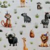 Meterware ab 25cm: 0,25m Baumwollstoff mit Wildtiere der Savanne – Löwe, Tiger, Erdmännchen, Tapir, Alpaka, Giraffe, Bär, Yak, usw. – Mädchen und Jungen Kinderstoff – Digital – Ökotex – Safariliebe