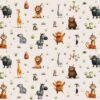 Meterware ab 25cm: 0,25m Baumwollstoff mit Wildtiere der Savanne – Löwe, Tiger, Erdmännchen, Tapir, Alpaka, Giraffe, Bär, Yak, usw. – Mädchen und Jungen Kinderstoff – Digital – Ökotex – Safariliebe