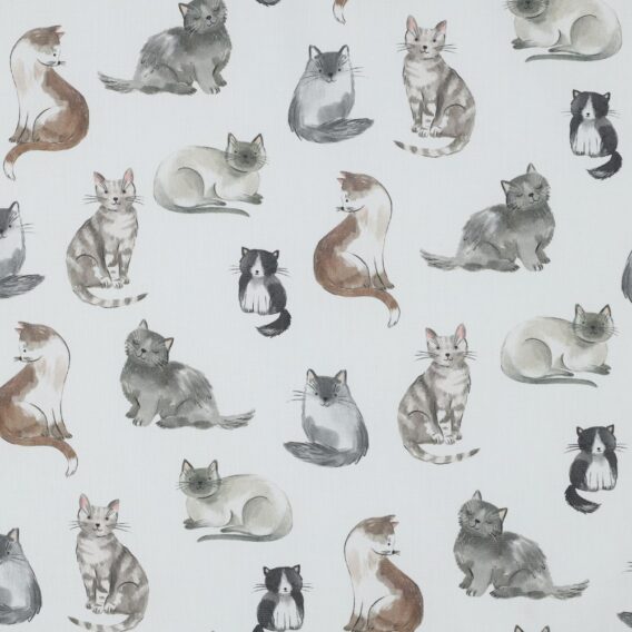 0,5m Baumwollstoff mit Tiere – süße Katzen für Mädchen und Damen – Digital – Ökotex