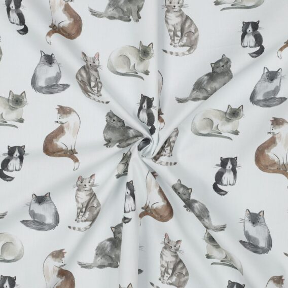 0,5m Baumwollstoff mit Tiere – süße Katzen für Mädchen und Damen – Digital – Ökotex