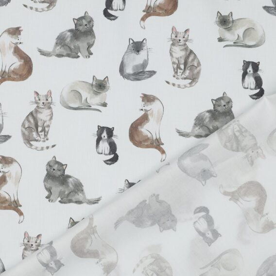 0,5m Baumwollstoff mit Tiere – süße Katzen für Mädchen und Damen – Digital – Ökotex