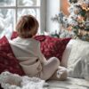 0,5m fester Canvas Baumwollstoff mit Blätter und Zweige – gold off white weiß – Christmas Winter Weihnachtsstoff – Weihnachten Home – Ökotex
