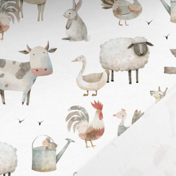 0,5m Premium Baumwollstoff mit Tiere am Bauernhof – Mädchen und Jungen Kinderstoff – Digital – Ökotex – Farmtiere