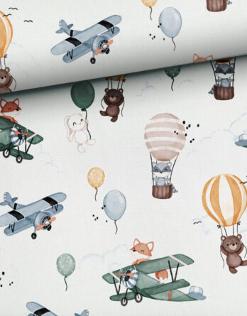 0,5m Premium Baumwollstoff mit fliegende Tiere – mit Bären, Füchse, Waschbären und Hasen in Flugzeuge, Heißluftballons, usw. – Jungen Kinderstoff – Digital – Ökotex 0,5m Premium Baumwollstoff mit fliegende Tiere – mit Bären, Füchse, Waschbären und Hasen in Flugzeuge, Heißluftballons, usw. – Jungen Kinderstoff – Digital – Ökotex