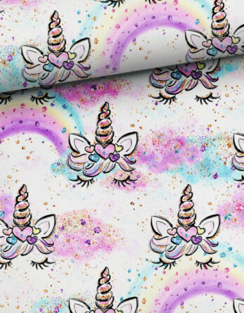 0,5m Premium Baumwollstoff mit hübschen Einhorn Lashes mit Regenbogen in den tollen Farben gelb, lila, pink, rosa, türkis, gold, usw. – Damen und Mädchen Kinderstoff – Digital – Ökotex 0,5m Premium Baumwollstoff mit hübschen Einhorn Lashes mit Regenbogen in den tollen Farben gelb, lila, pink, rosa, türkis, gold, usw. – Damen und Mädchen Kinderstoff – Digital – Ökotex