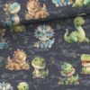 0,5m French Terry Sweatstoff mit lustige Dinosaurier – Kinder Sommersweat für Jungen – Digitaldruck – Ökotex – Baby Dinos