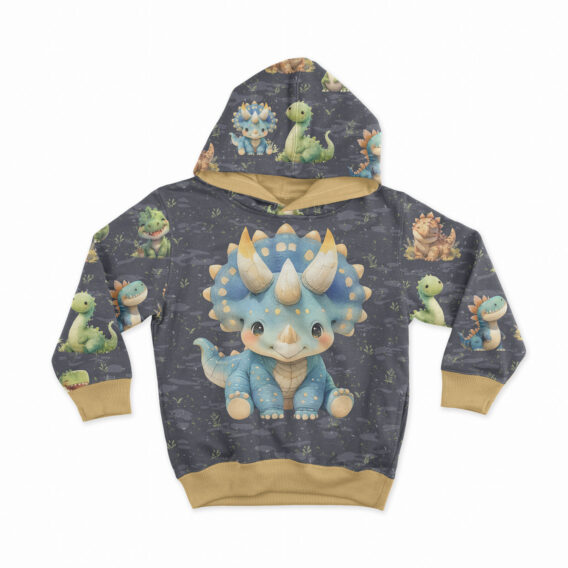 0,5m French Terry Sweatstoff mit lustige Dinosaurier – Kinder Sommersweat für Jungen – Digitaldruck – Ökotex – Baby Dinos