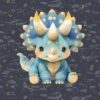 1 French Terry Sweatstoff Panel mit niedlichem Dinosaurier in blau – 40x50cm – Dino Sommersweat Kinderstoff für Jungen – Digitaldruck – Ökotex – Baby Dinos