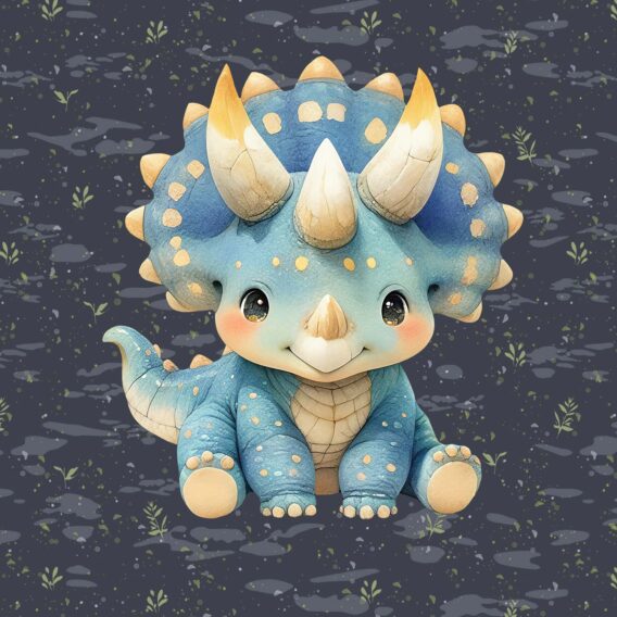 1 French Terry Sweatstoff Panel mit niedlichem Dinosaurier in blau – 40x50cm – Dino Sommersweat Kinderstoff für Jungen – Digitaldruck – Ökotex – Baby Dinos
