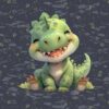 1 French Terry Sweatstoff Panel mit niedlichem Dinosaurier in grün – 40x50cm – Dino Sommersweat Kinderstoff für Jungen – Digitaldruck – Ökotex – Baby Dinos