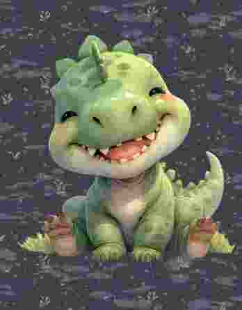 Baby Dinosaurier in gruen  348x445 - 0,5m French Terry Sweatstoff mit lustige Dinosaurier - Kinder Sommersweat für Jungen - Digitaldruck - Ökotex - Baby Dinos