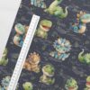 0,5m French Terry Sweatstoff mit lustige Dinosaurier – Kinder Sommersweat für Jungen – Digitaldruck – Ökotex – Baby Dinos