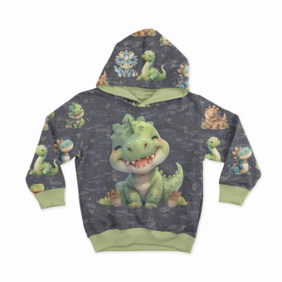 0,5m French Terry Sweatstoff mit lustige Dinosaurier – Kinder Sommersweat für Jungen – Digitaldruck – Ökotex – Baby Dinos