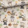 0,5m French Terry Sweatstoff mit Tiere – Fuchs Bär Eule Reh Eichhörnchen Frosch Dachs – Waldtiere im Herbst – Sommersweat für Kinder – Digital – Ökotex – Babyglück