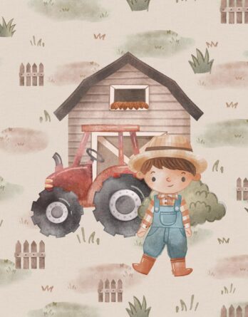 1 French Terry Sweatstoff Panel mit Jungen, Traktor und Stall – 40x50cm – Bauernhof Sommersweat Kinderstoff – Digital – Ökotex 1 French Terry Sweatstoff Panel mit Jungen, Traktor und Stall – 40x50cm – Bauernhof Sommersweat Kinderstoff – Digital – Ökotex
